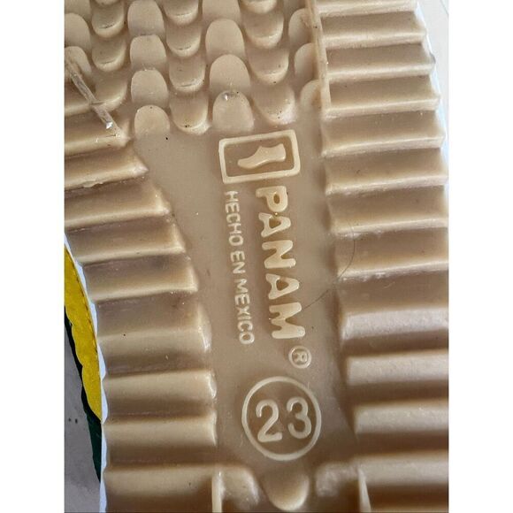 PANAM Made in Mexico Hand Crafted Vintage Sneakers Yellow Green Women Size 6.5 - Picture 10 of 13